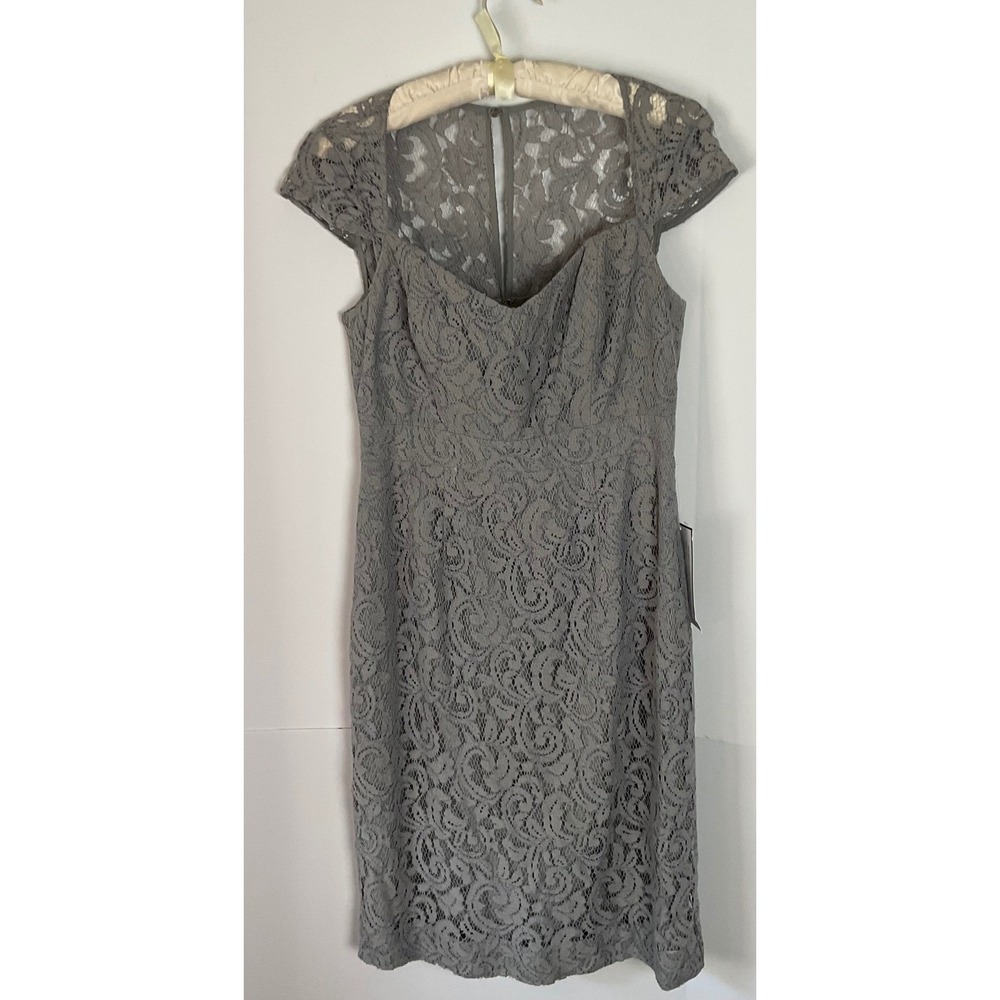 J.Crew Weddings and Parties Grey Floral Lace Sheath Dress Size 10 Cap Sleeve NWT